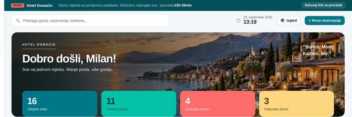 Početni ekran eDomaćina u izgledu Jadran